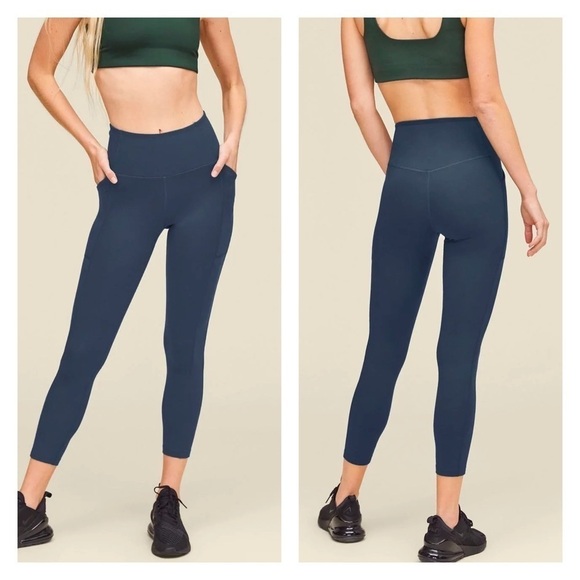 Girlfriend Collective Midnight High Rise Compressive Pocket 7/8 Legging S - Picture 2 of 5